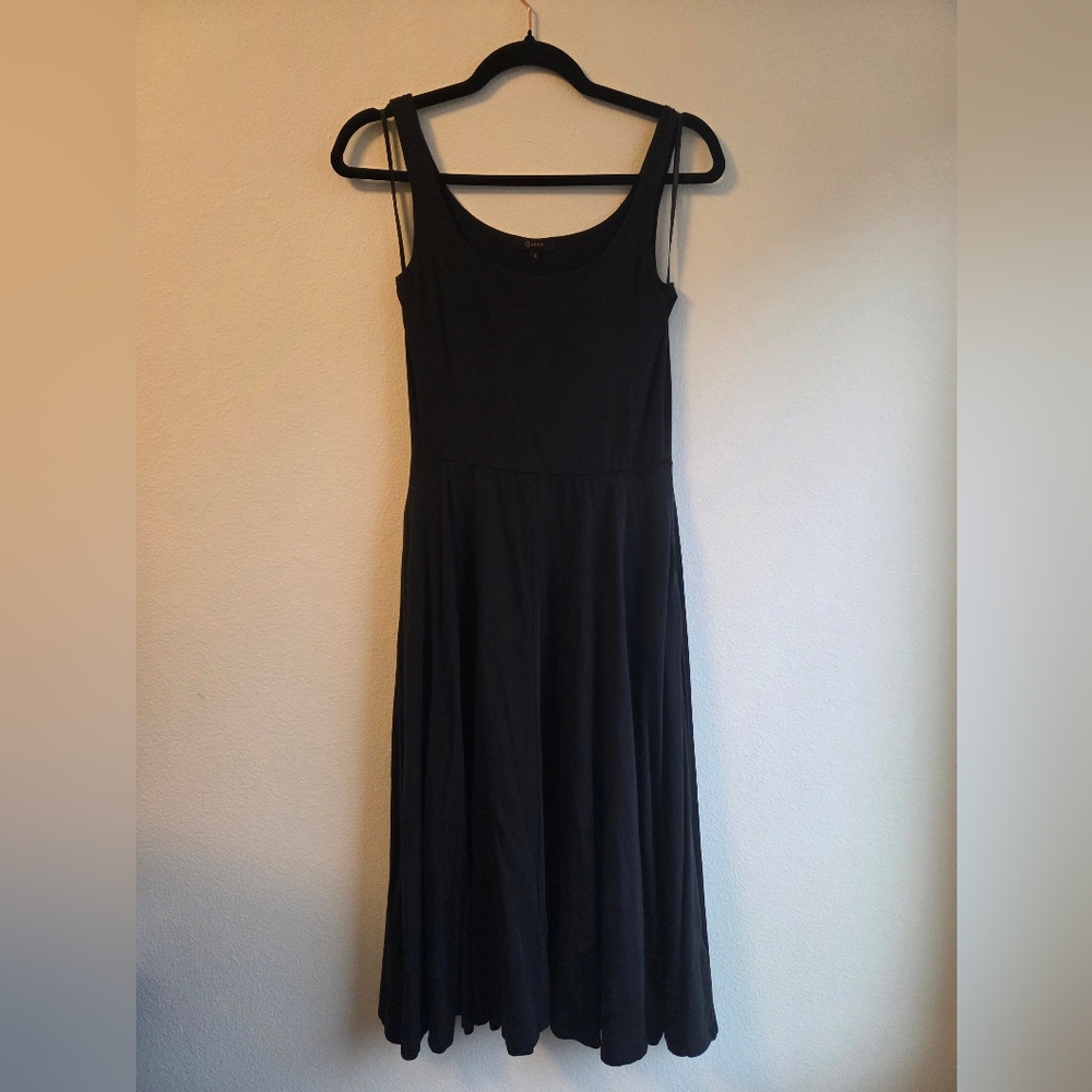 Quince Elegant Fit & Flare Tencel Black Midi Dress